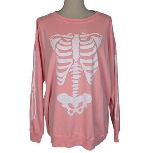 Wildfox Inside Out Baggy Beach Sweatshirt Pink and White Size M